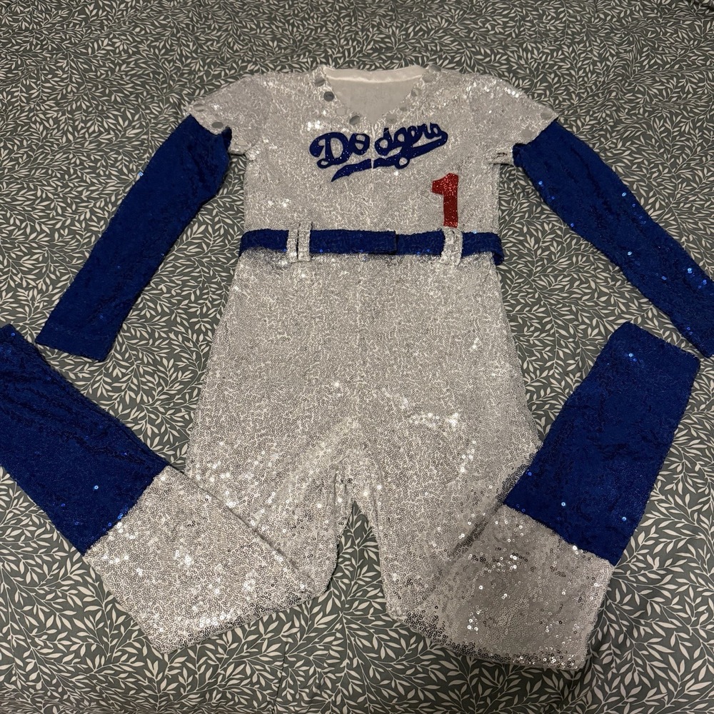 Elton John Dodgers Sequin Costume Jumpsuit Baseball Rocketman Women XS Youth XL